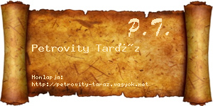Petrovity Taráz névjegykártya